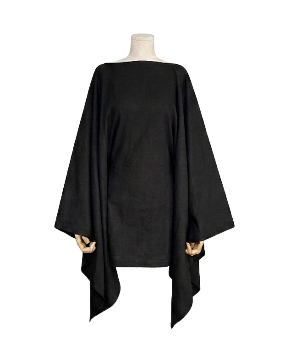 Shinshō Kimono Dress | Cotton 50% Linen 50% | BLACK