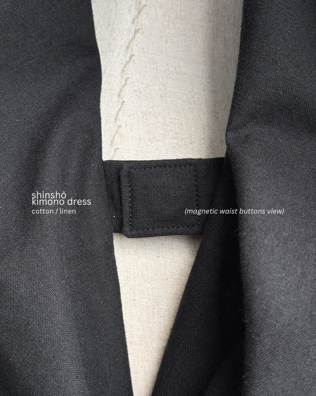 Shinshō Kimono Dress | Cotton 50% Linen 50% | BLACK