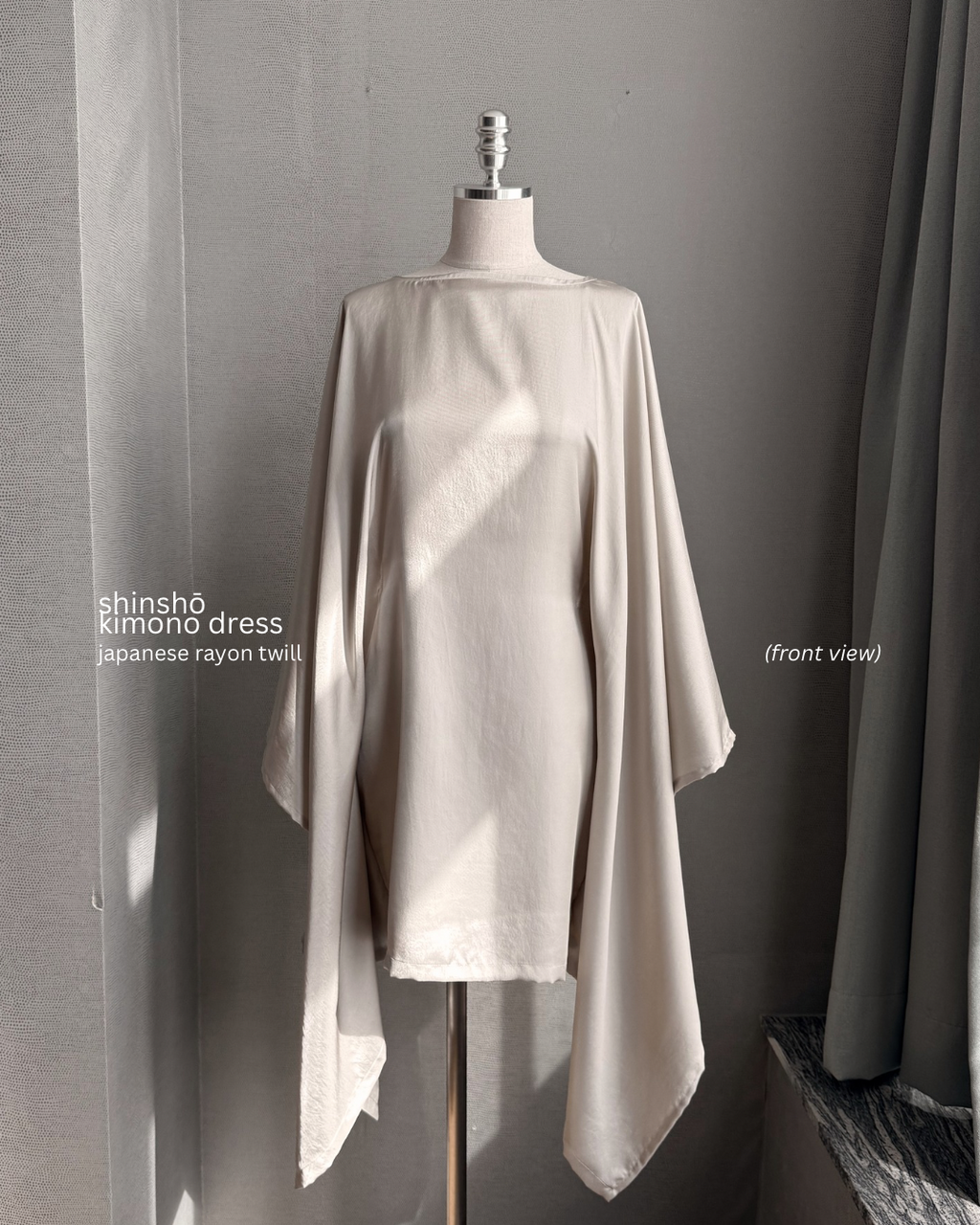 Shinshō Kimono Dress | Japanese Rayon Twill | PEARL CREAM