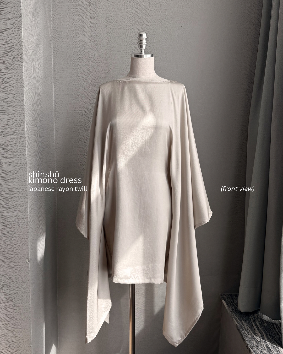 Shinshō Kimono Dress | Japanese Rayon Twill | PEARL CREAM